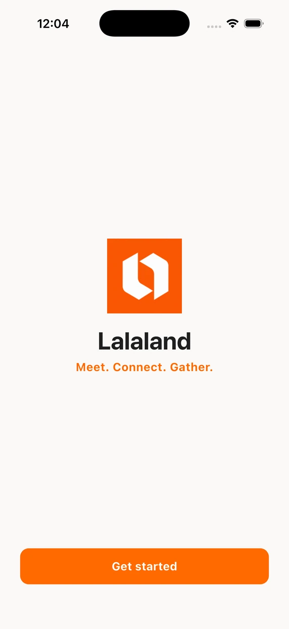 Lalaland welcome screen on an iPhone