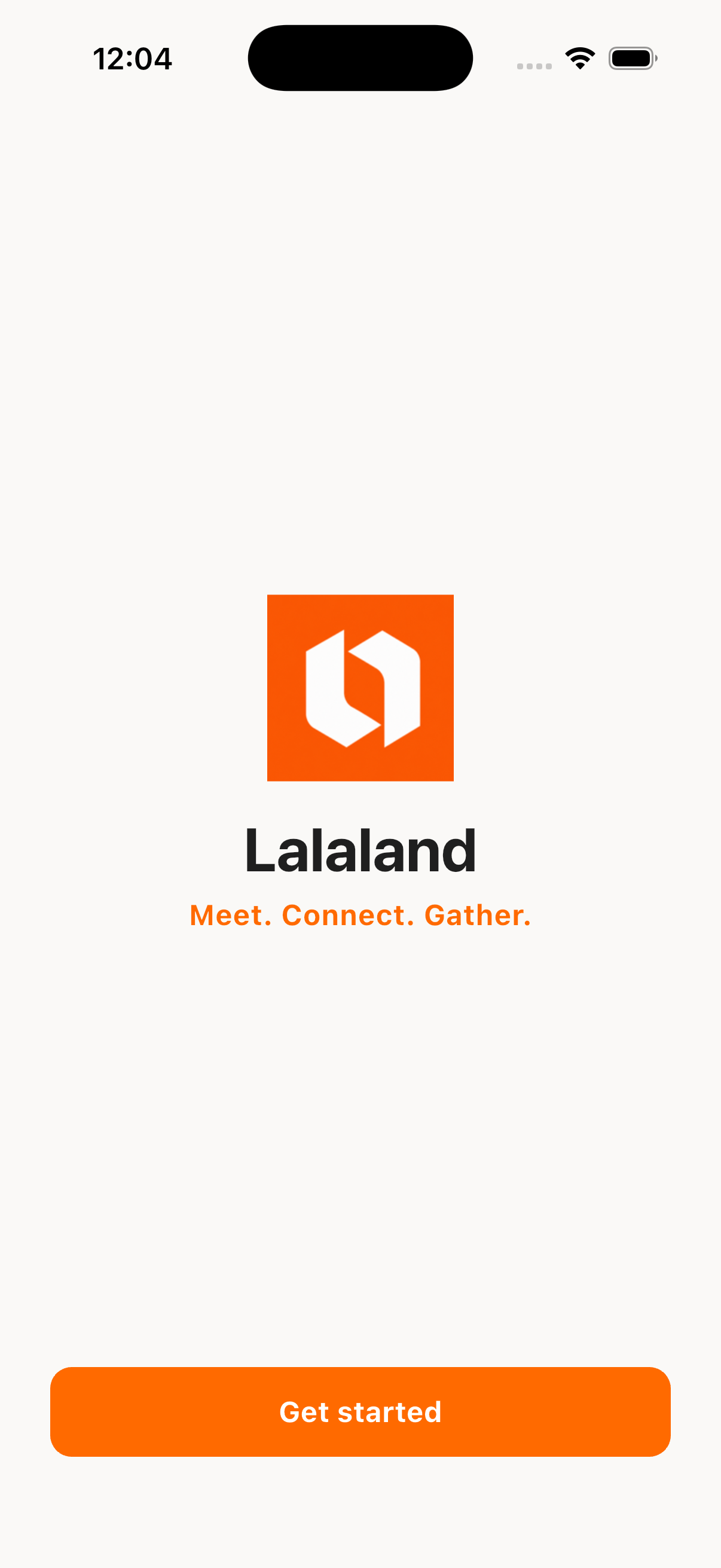 Lalaland welcome screen on an iPhone